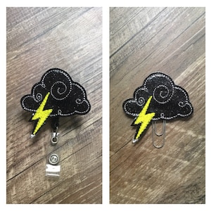 Black cloud medical doctor nurse badge reel planner clip magnet feltie, bad luck Black cloud medical badge reel, storm cloud badge reel