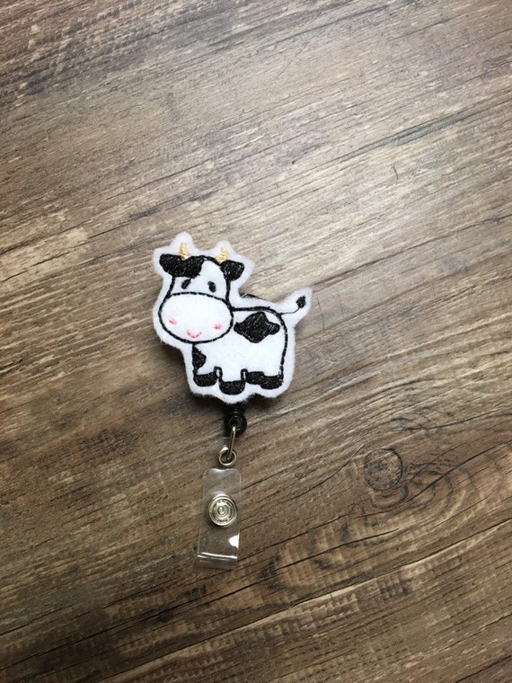 Cow Badge Reel, Glittery Cow Badge Reel, Cow Planner Clip, Cow Feltie, Cow  Magnet 