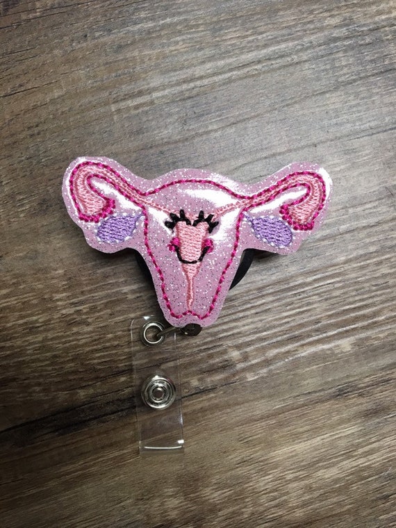 Glittery uterus badge reel, sparkly uterus badge reel, uterus badge reel,  labor and delivery badge reel, ob badge reel, midwife badge reel