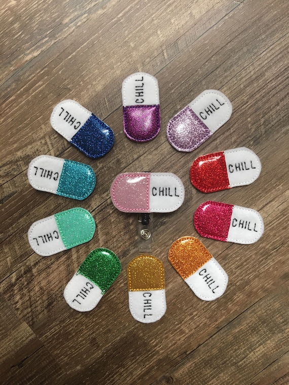 Chill pill badge reel, pharmacy badge reel, pharmacist badge reel, pharmacy tech badge reel, chill pill planner clip, chill pill magnet