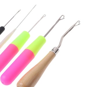 HOOK NEEDLE, weaving latch hook, Hair beading tool, Needle Dreadlock Dread Lock connecting, micro rings needle Bamboo Crochet Hooks knitting