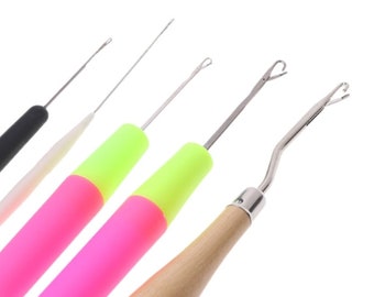SET of 5 HOOK NEEDLE weaving latch hook, micro rings needle, Wooden Crochet Hooks for knitting Hair beading tool Needle Dreadlock Dread Lock