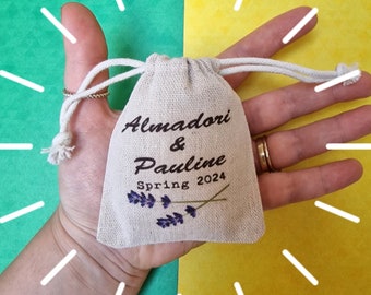 Personalized Lavender Bags Wedding Favor Cotton Drawstring Bag | Rustic Gift Bag | Lavender theme purple wedding | jute burlap bag
