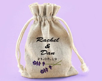 LAVENDER WEDDING FAVOR bags, purple lavender drawstring bag, custom burlap bags, jute wedding gift bags, burlap bag, rustic favor, mauve bag