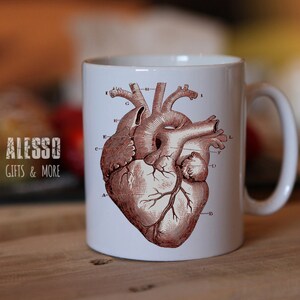 Vintage ANATOMICAL HEART Mug. Personalised Coffee Mug. Vintage Design ...