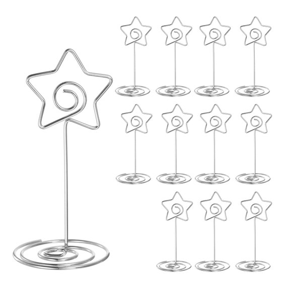 10/20/50 STAR Place card holder, Silver wire wedding name card stand, table number, guest place, reception seating card, photo holder