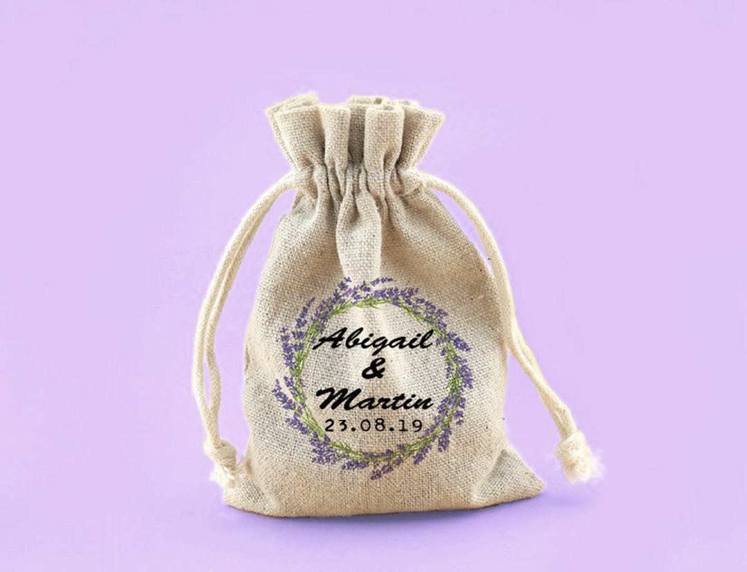 LAVENDER Wreath WEDDING FAVOR Bags, Purple Lavender Drawstring Bag ...