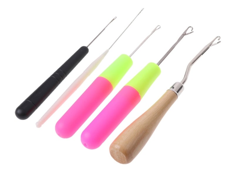 SET of 5 HOOK NEEDLE weaving latch hook micro rings needle Etsy