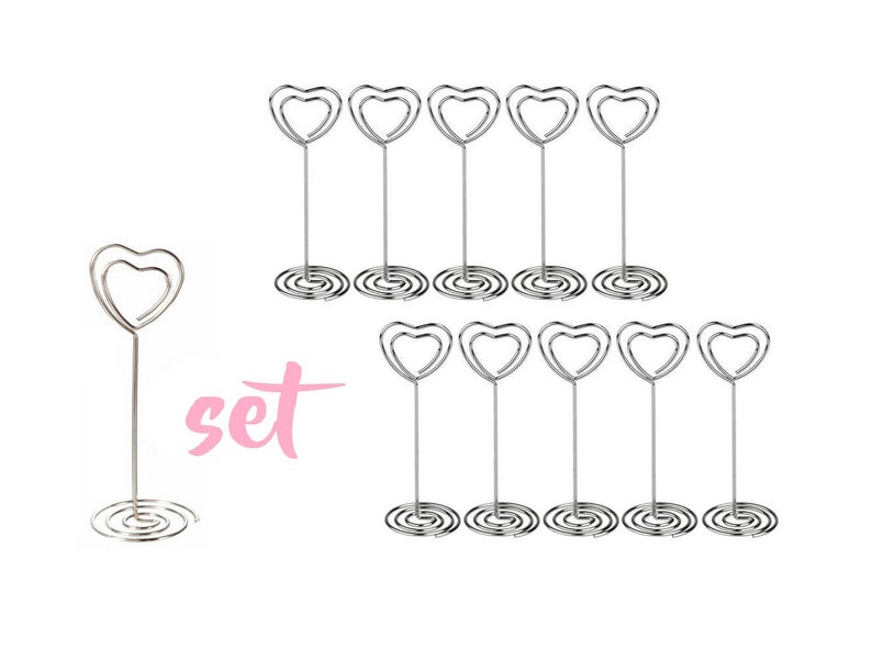 10/20/50 Heart Place CARD HOLDER Silver WIRE wedding name Etsy