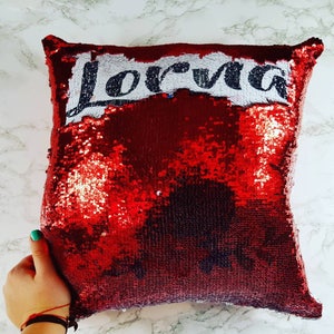 MERMAID pillow, reversible SEQUINS cushion cover, personalised cushion sequins, special needs, autism gift, calming pillow, ADHD sensory toy image 9