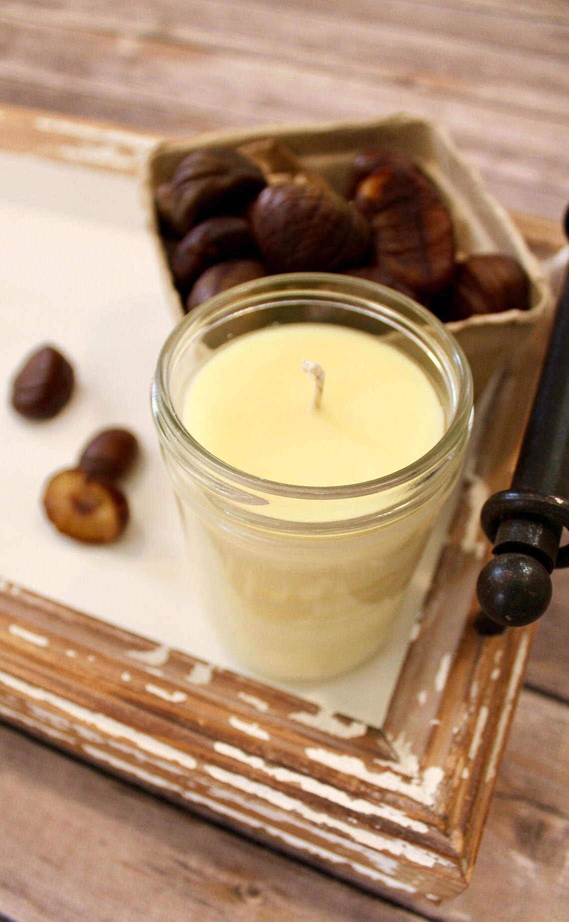 Chestnut Beeswax Candle Beeswax Tallow Candle Tallow Candle Etsy