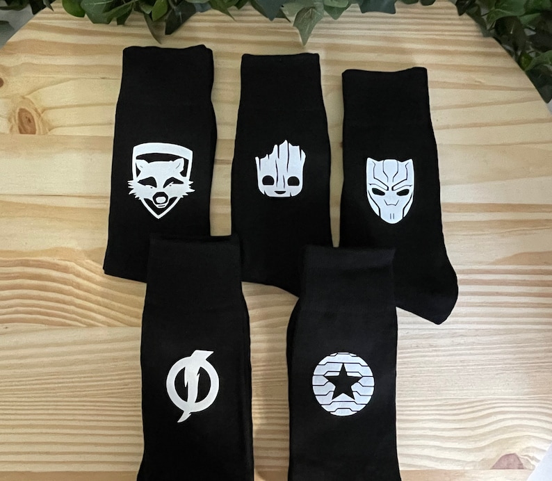 Groomsman Superhero Socks/Gifts for Groom/Wedding Socks,/Party Socks/Marvel Comics/DC Comics/Avengers Lovers/Comic Fans/Great Quality/Prom image 5