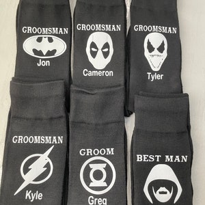 Groomsman Superhero Socks/Gifts for Groom/Wedding Socks,/Party Socks/Marvel Comics/DC Comics/Avengers Lovers/Comic Fans/Great Quality/Prom image 7