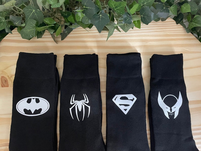 Groomsman Superhero Socks/Gifts for Groom/Wedding Socks,/Party Socks/Marvel Comics/DC Comics/Avengers Lovers/Comic Fans/Great Quality/Prom image 3