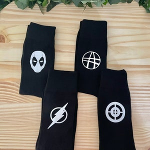 Groomsman Superhero Socks/Gifts for Groom/Wedding Socks,/Party Socks/Marvel Comics/DC Comics/Avengers Lovers/Comic Fans/Great Quality/Prom image 4