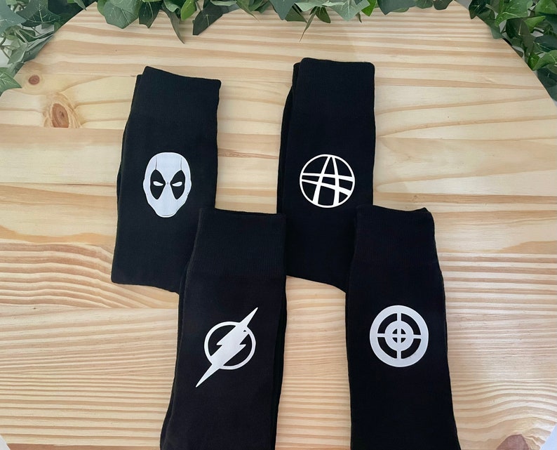 Groomsman Superhero Socks/Gifts for Groom/Wedding Socks,/Party Socks/Marvel Comics/DC Comics/Avengers Lovers/Comic Fans/Great Quality/Prom image 4