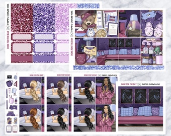 COMPLEMENTOS Hechos para el día // Pegatinas del planificador // caja doble, encabezados brillantes, cajas completas, deco, chicas de moda