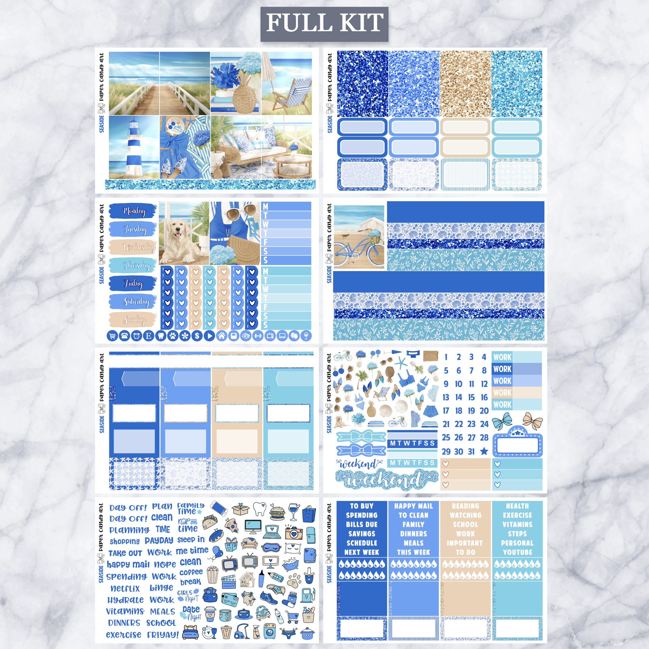 EC Kit Seaside // Weekly Planner Stickers Kit // Erin Condren - Etsy