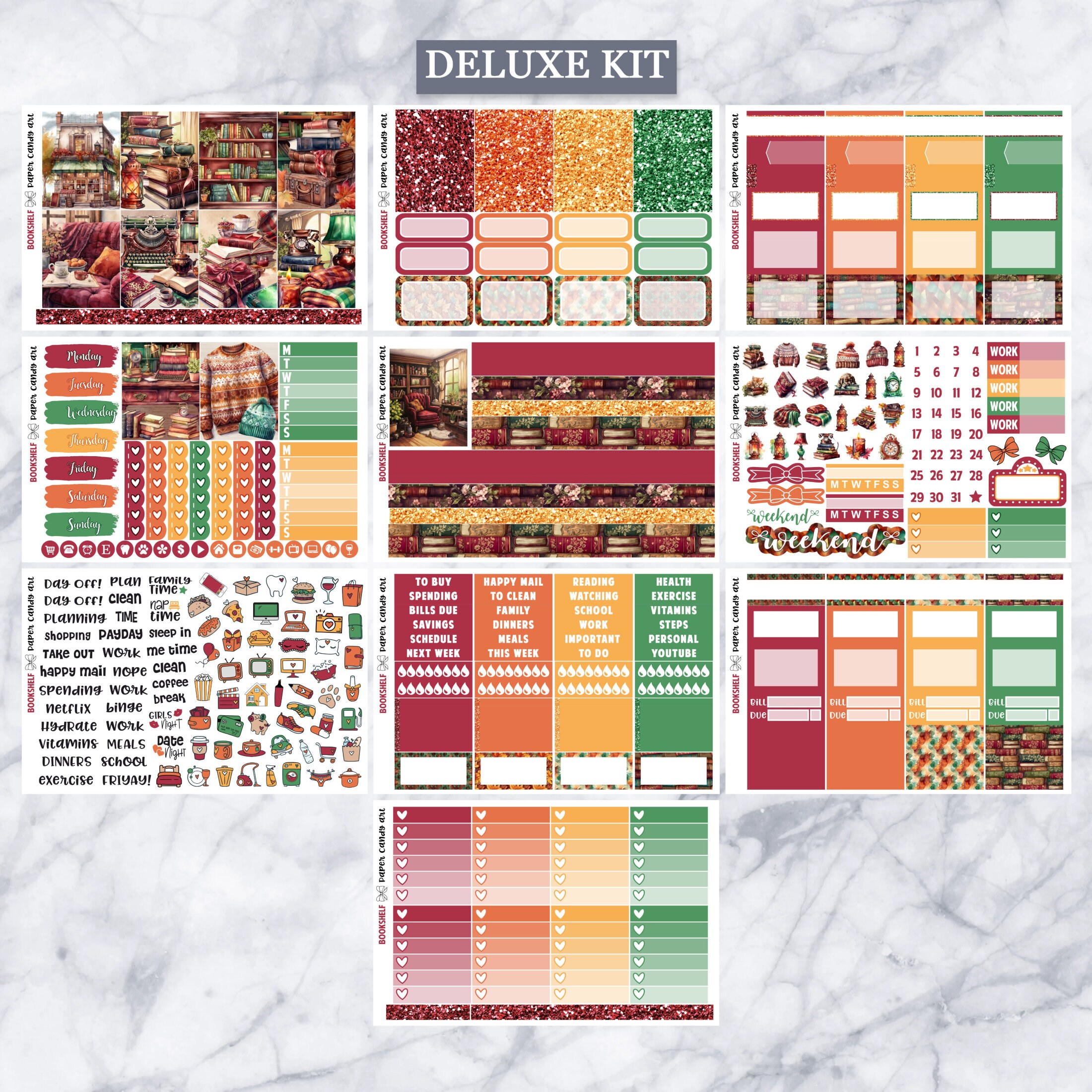 EC Kit Bookshelf // Weekly Planner Stickers Kit // Erin Condren - Etsy