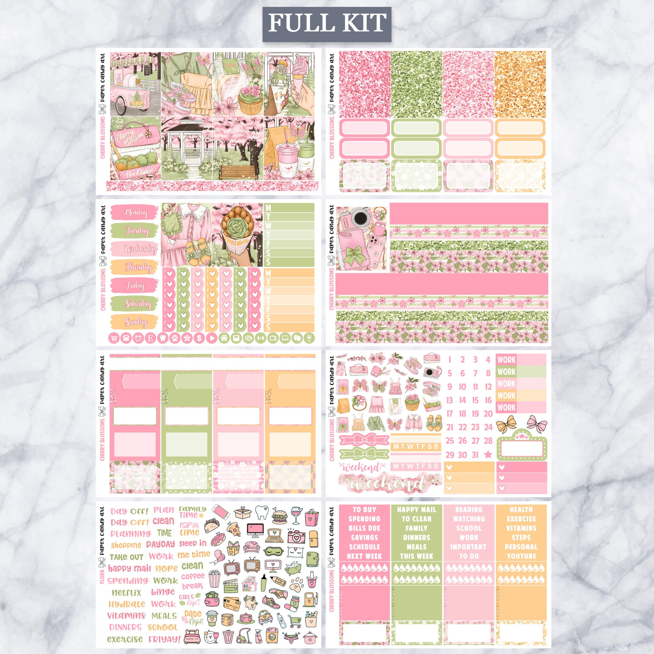 EC Kit Cherry Blossoms // Weekly Planner Stickers Kit // Erin Condren ...