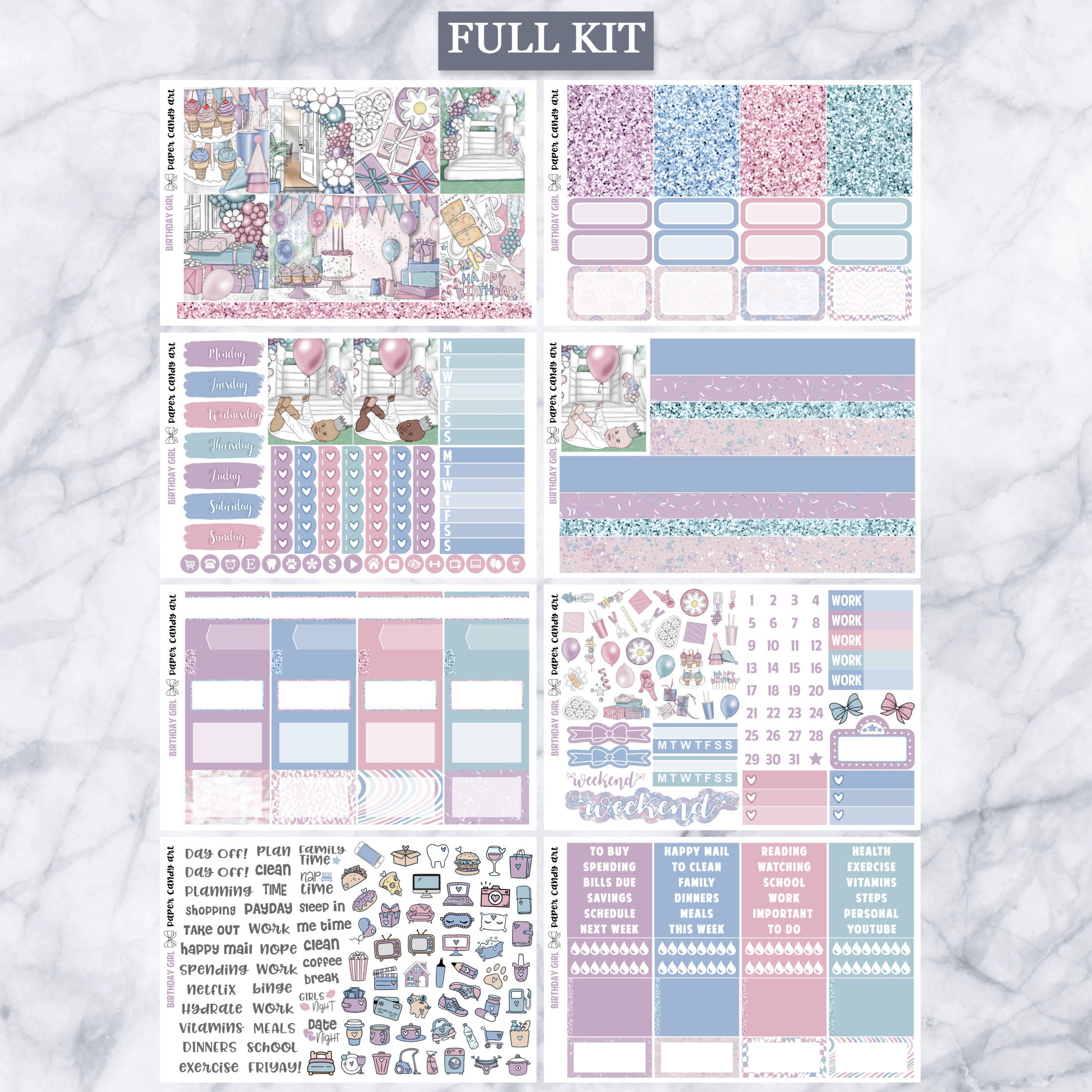 EC Kit Birthday Girl // Weekly Planner Stickers Kit // Erin Condren - Etsy