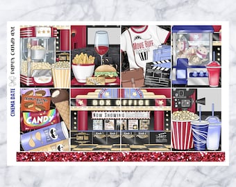 Kit EC Cinema Date // Kit de pegatinas para agenda semanal // Erin Condren
