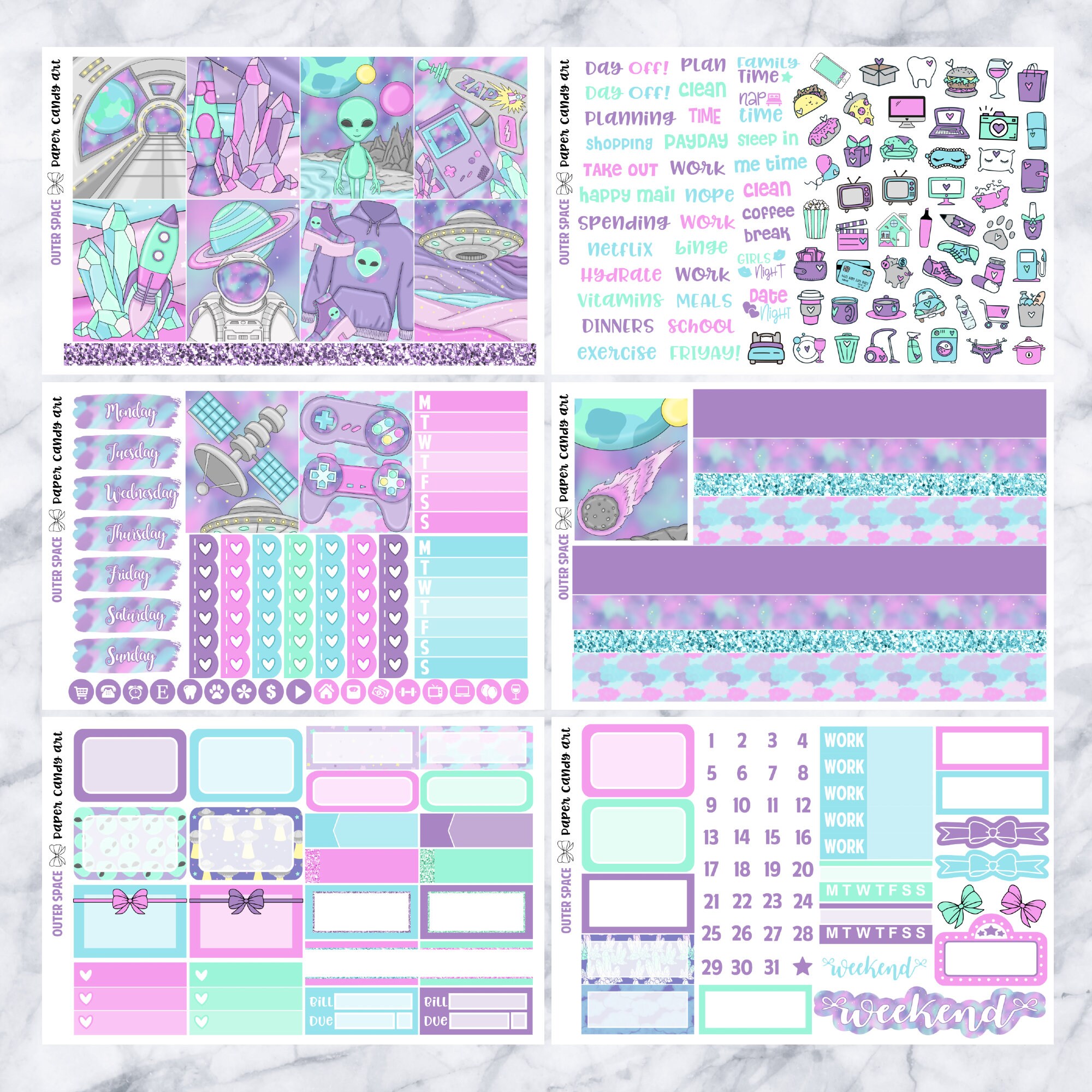 EC MINI Kit Outer Space // Weekly Planner Stickers Kit // Erin Condren ...