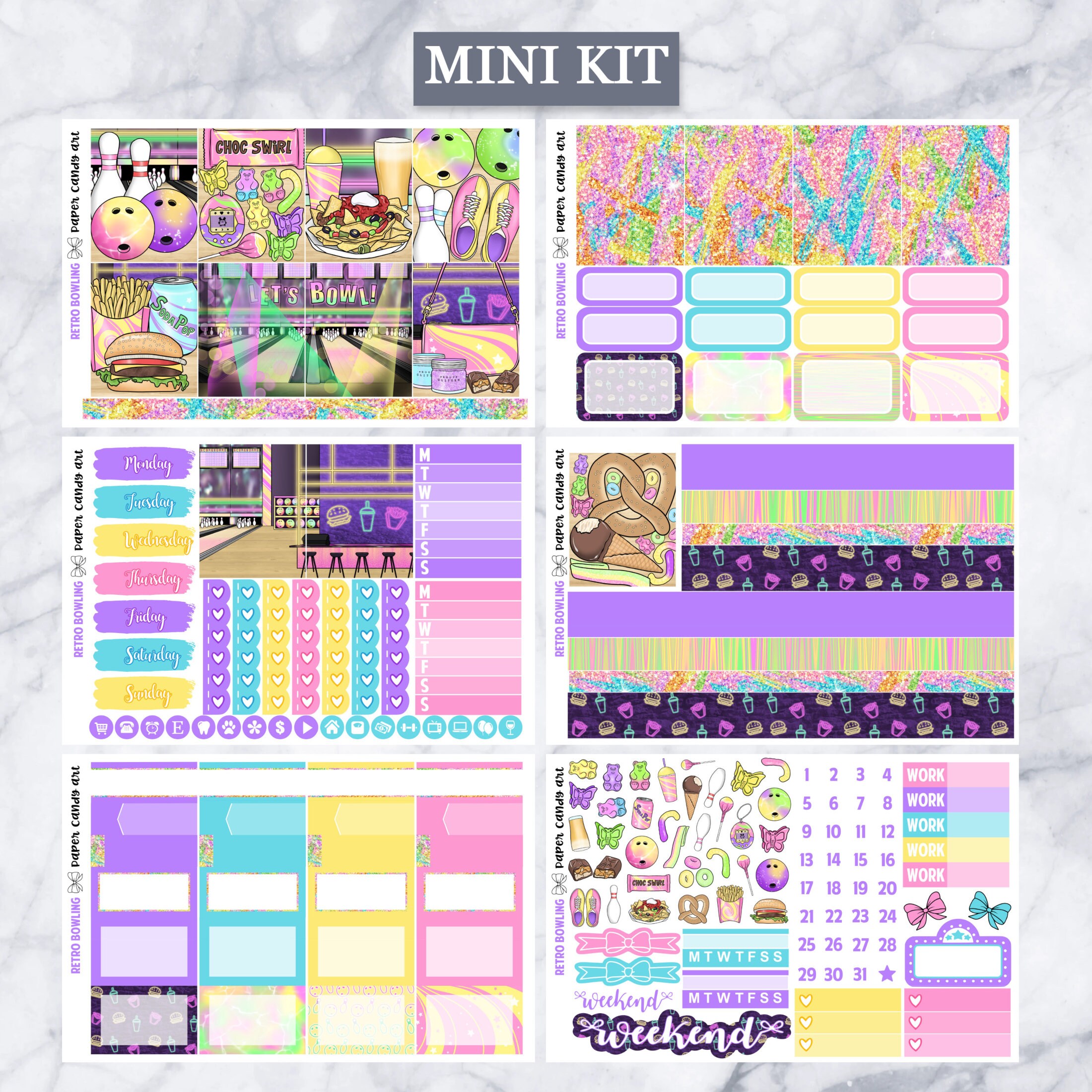 EC Kit Retro Bowling // Weekly Planner Stickers Kit // Erin Condren - Etsy