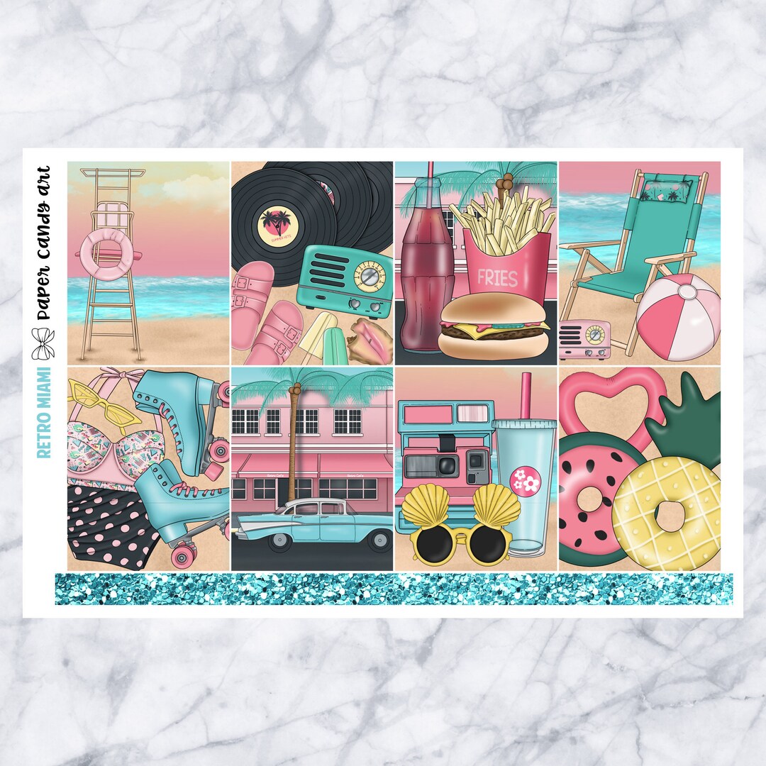 EC Kit Retro Miami // Weekly Planner Stickers Kit // Erin Condren - Etsy