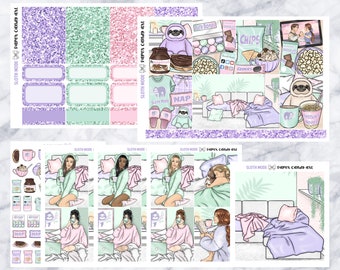 COMPLEMENTOS Modo Perezoso // Pegatinas del Planificador // caja doble, encabezados brillantes, cajas completas, deco, chicas de moda