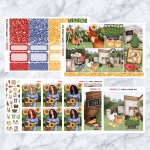 ADD-ONS Pollos // Pegatinas Planner // caja doble, cabeceras de purpurina, cajas completas, deco, chicas de moda