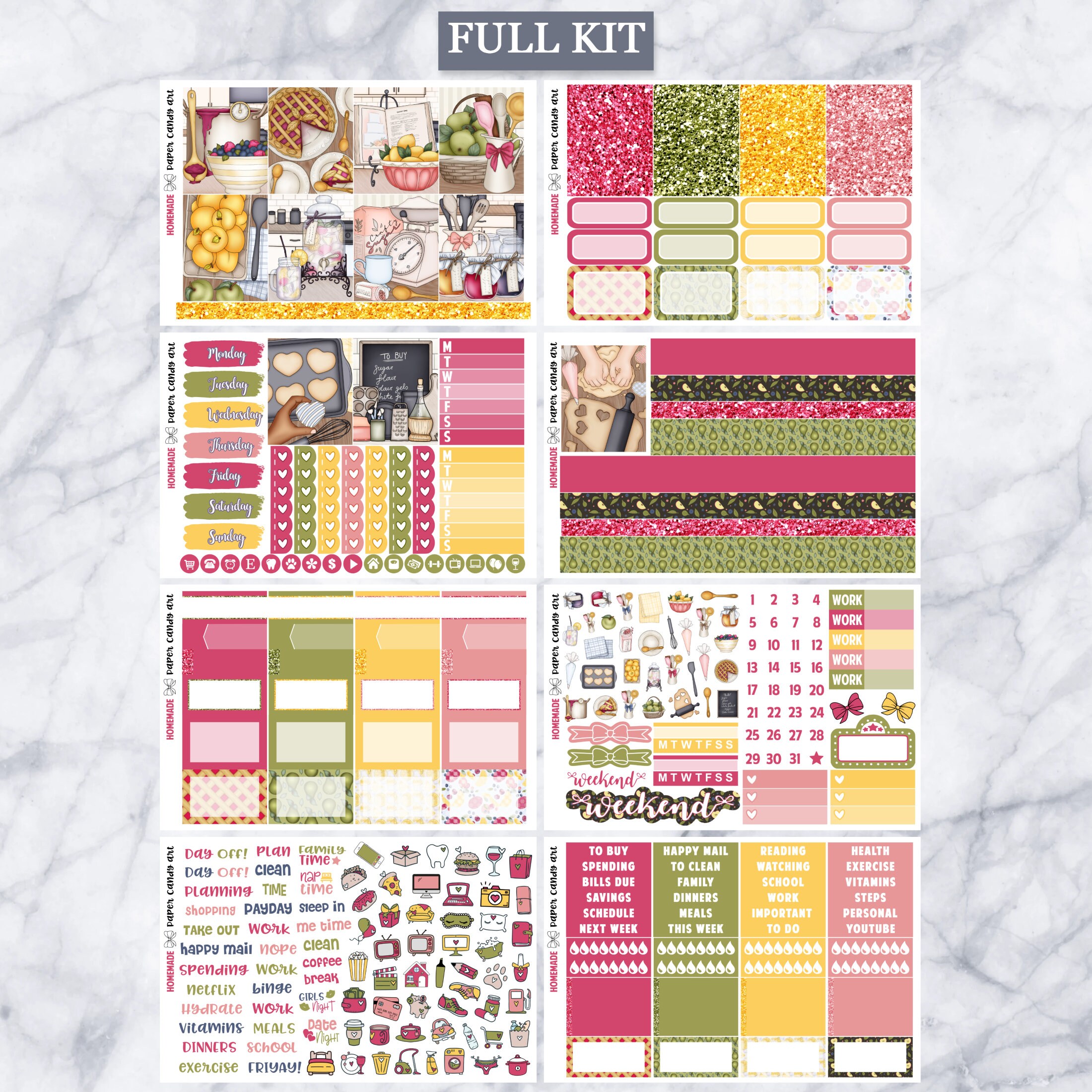 EC Kit Homemade // Weekly Planner Stickers Kit // Erin Condren - Etsy