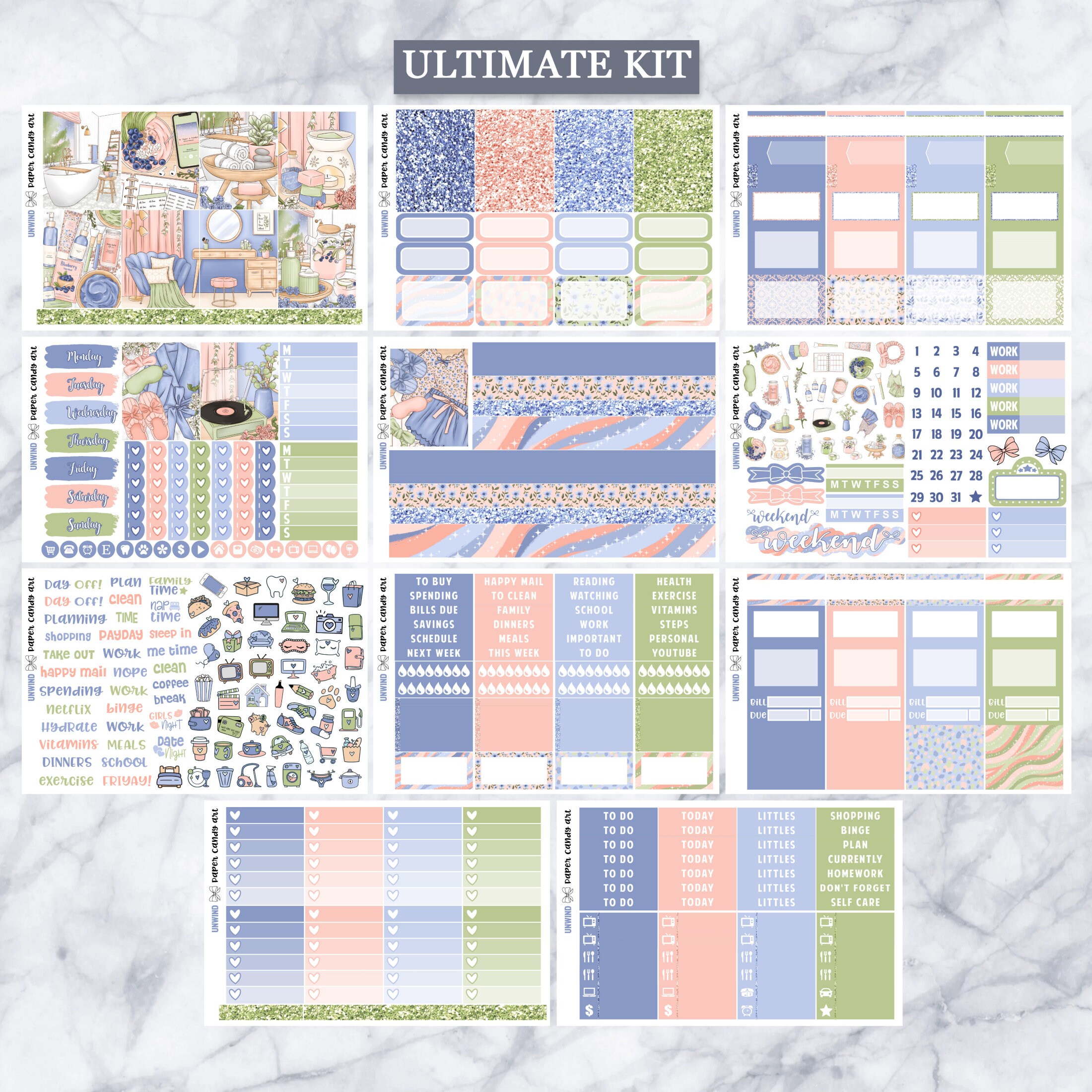 EC Kit Unwind // Weekly Planner Stickers Kit // Erin Condren - Etsy