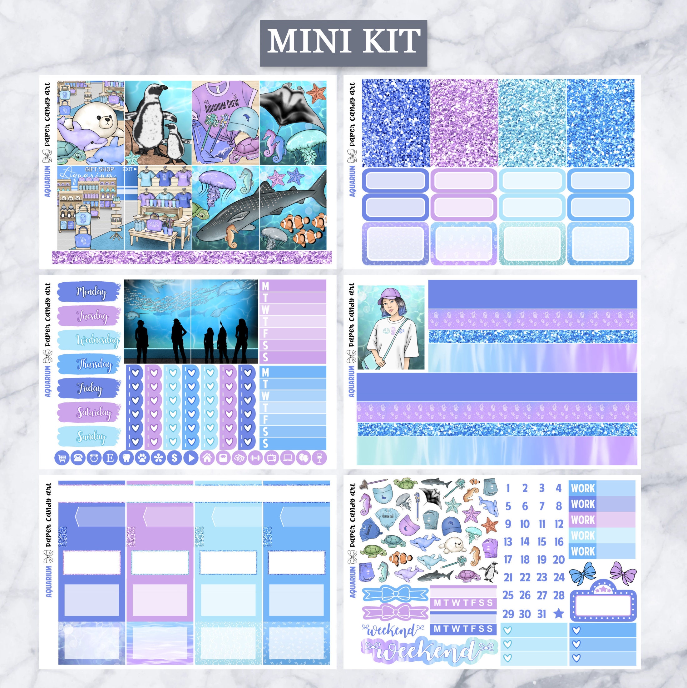 EC Kit Aquarium // Weekly Planner Stickers Kit // Erin Condren - Etsy