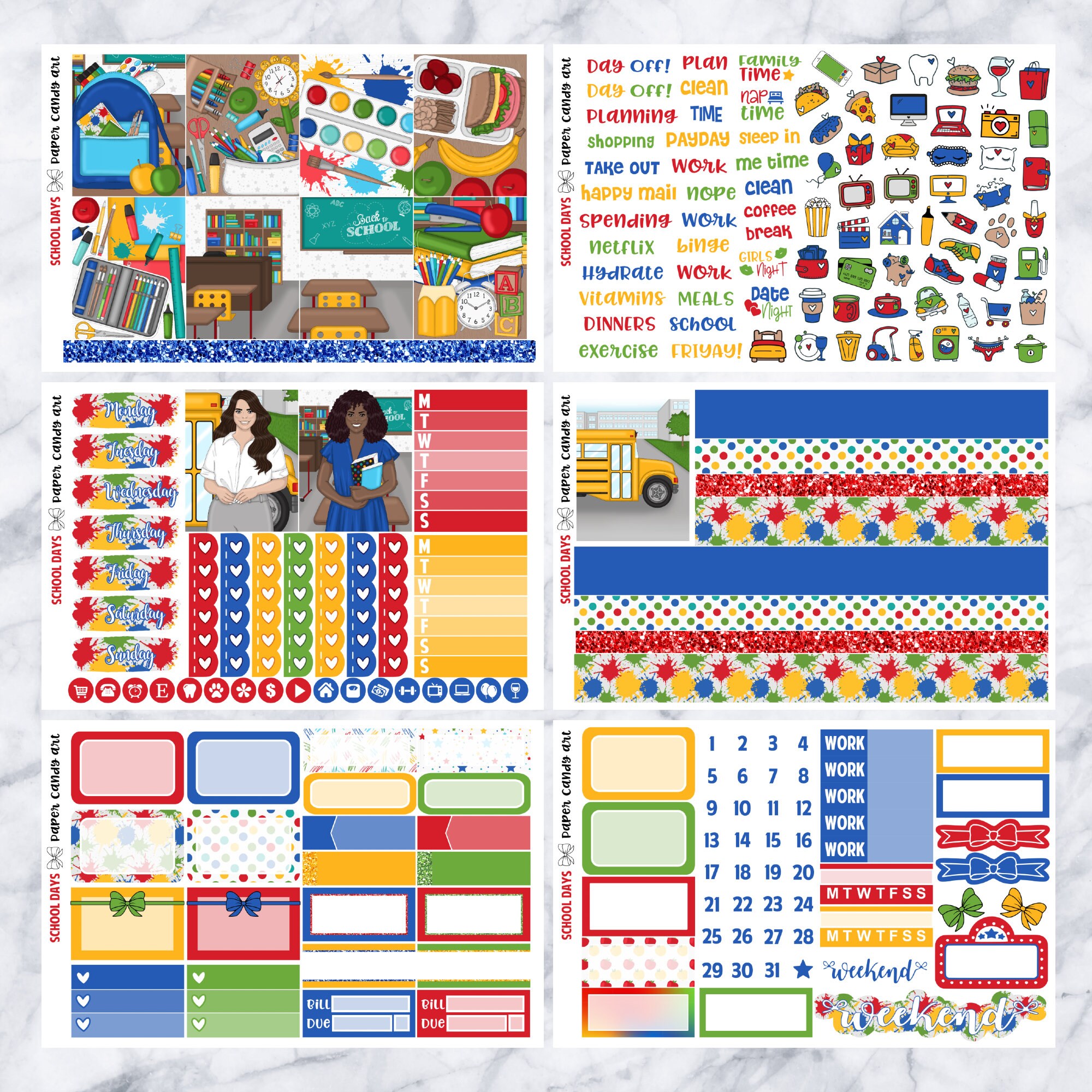 EC MINI Kit School Days // Weekly Planner Stickers Kit // Erin Condren ...