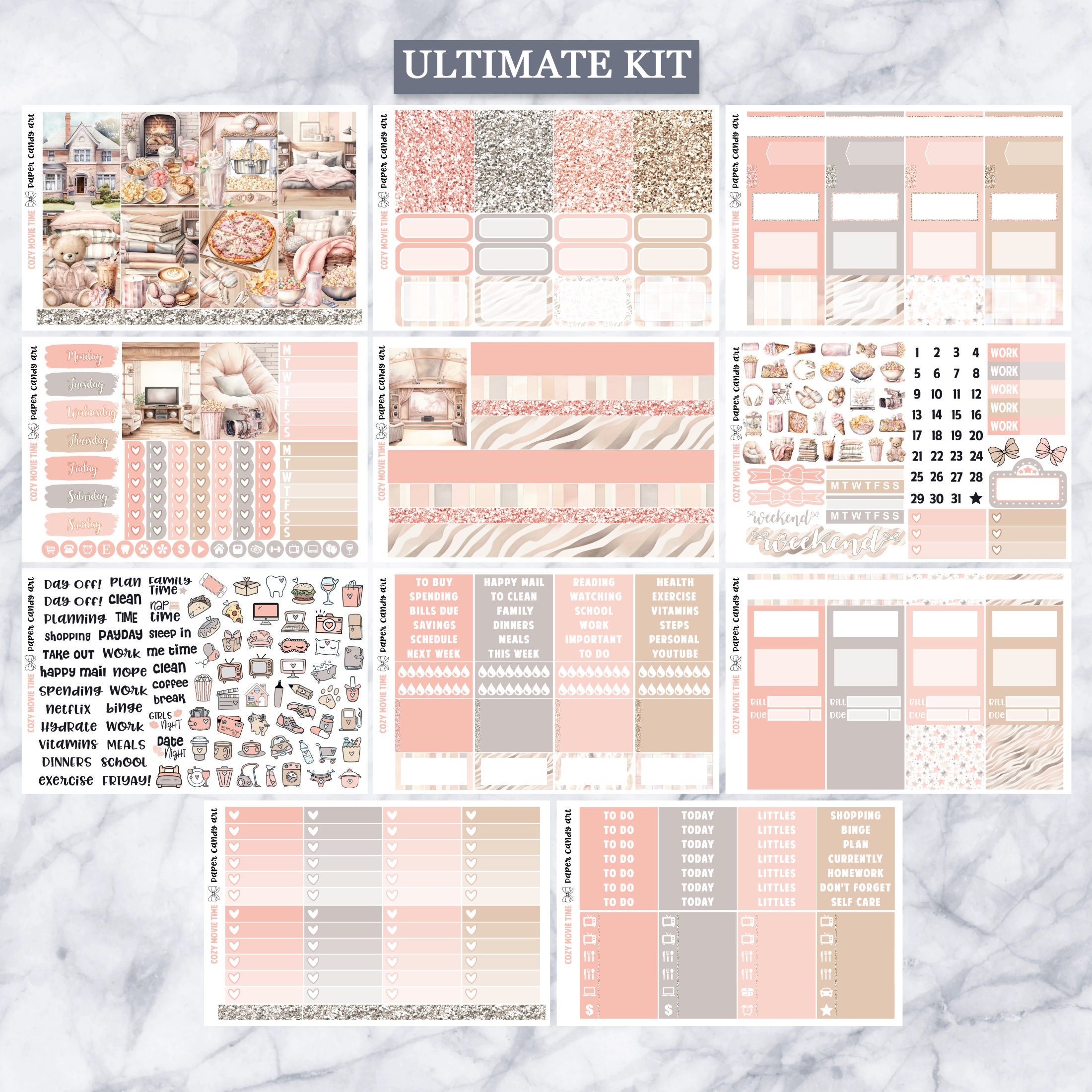 EC Kit Cozy Movie Time // Weekly Planner Stickers Kit // Erin Condren ...