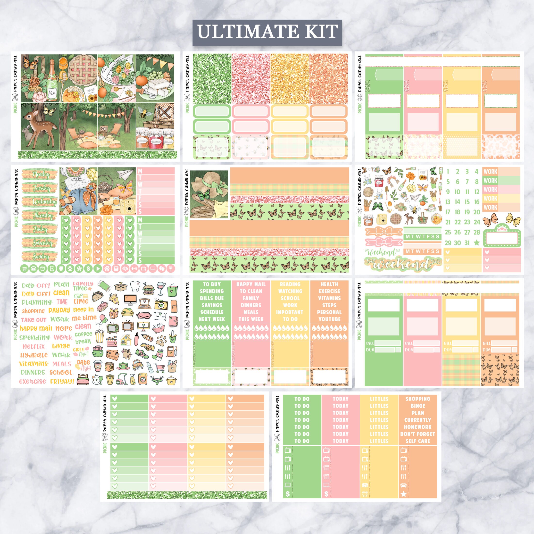 EC Kit Picnic // Weekly Planner Stickers Kit // Erin Condren - Etsy