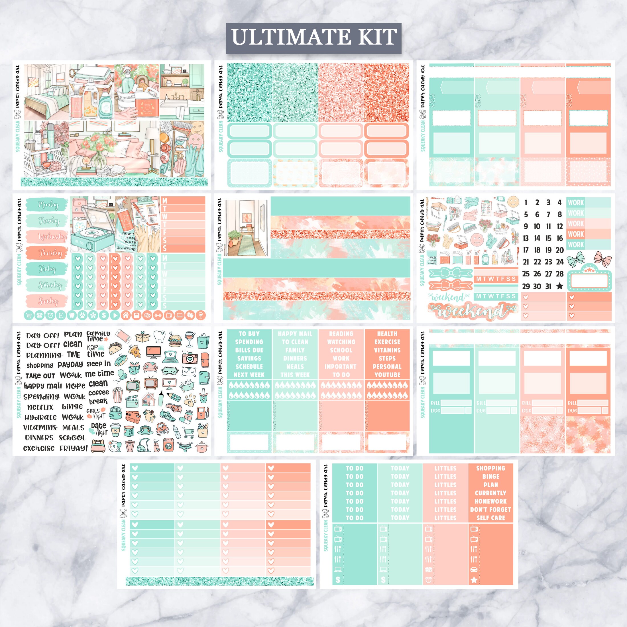 EC Kit Squeaky Clean // Weekly Planner Stickers Kit // Erin Condren - Etsy