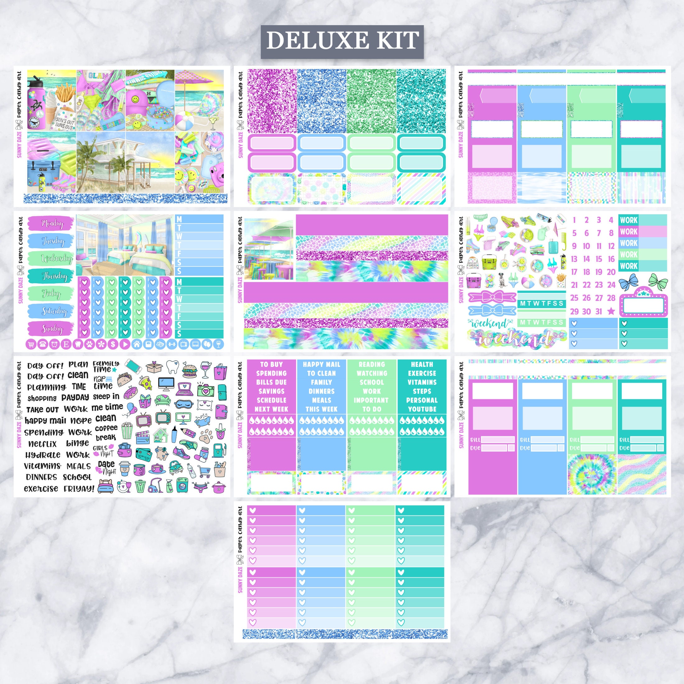 EC Kit Sunny Daze // Weekly Planner Stickers Kit // Erin Condren - Etsy