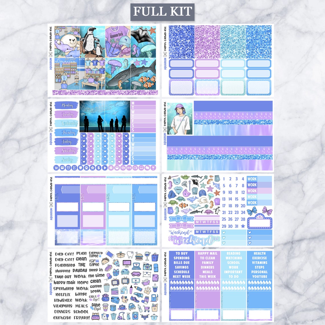 EC Kit Aquarium // Weekly Planner Stickers Kit // Erin Condren - Etsy