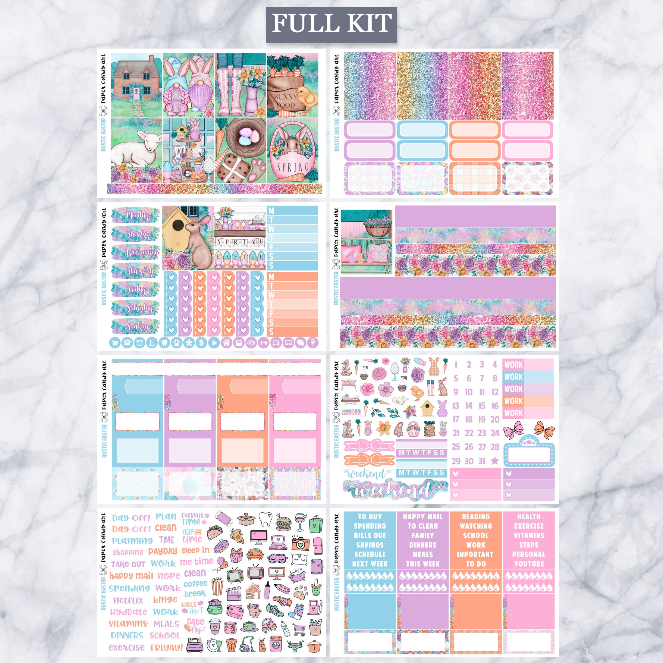 EC Kit Rustic Easter // Weekly Planner Stickers Kit // Erin Condren - Etsy