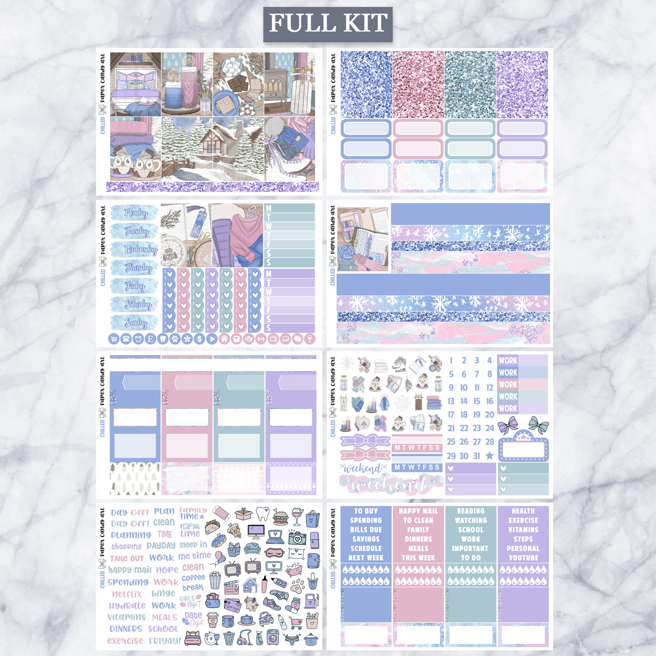 EC Kit Chilled // Weekly Planner Stickers Kit // Erin Condren - Etsy