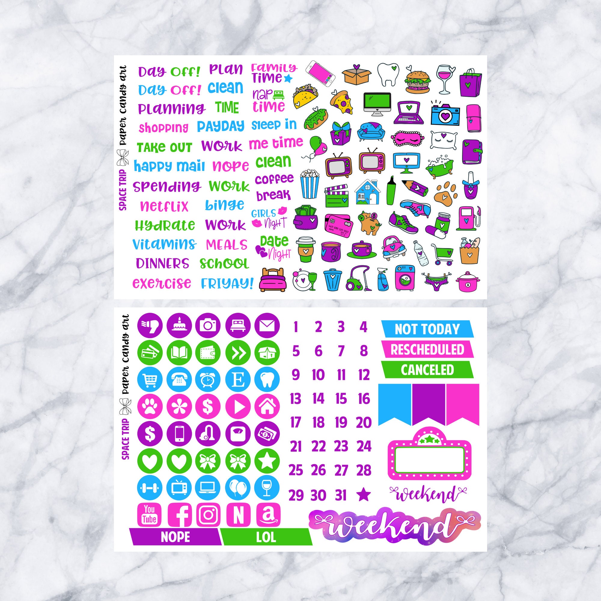 EC DELUXE Kit Space Trip // Weekly Planner Stickers Kit // Erin Condren ...