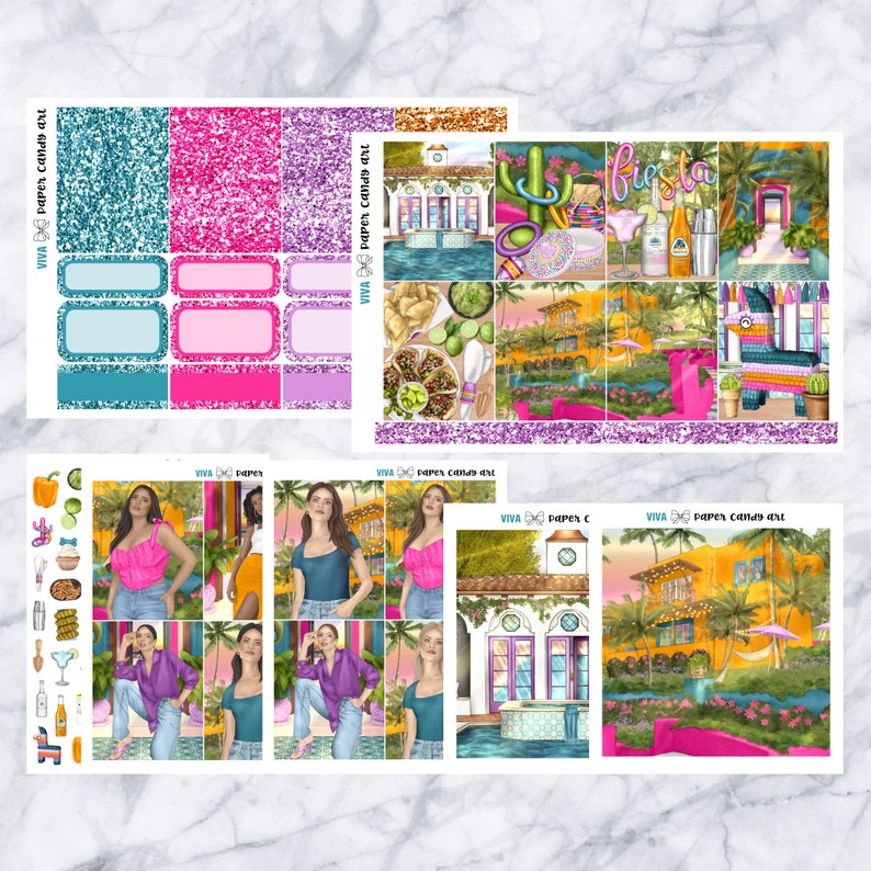 ADD-ONS Viva // Planner Stickers // Double Box Glitter - Etsy
