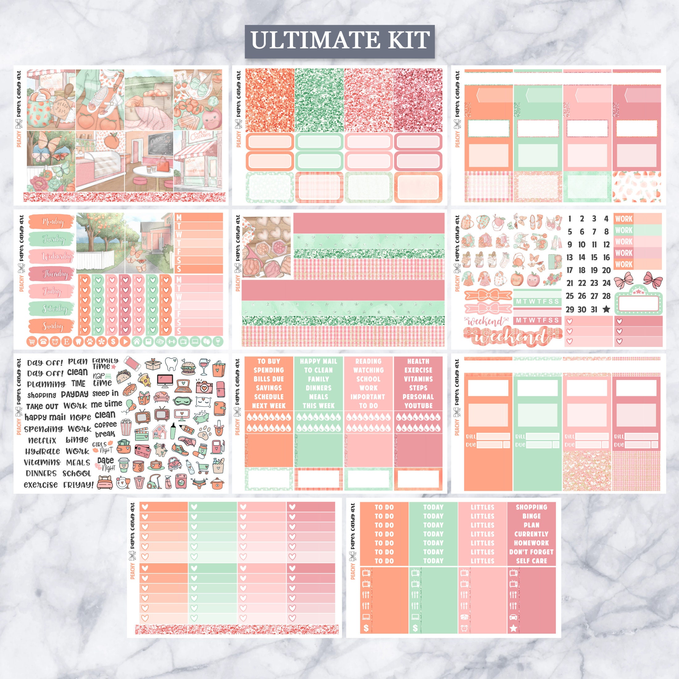 EC Kit Peachy // Weekly Planner Stickers Kit // Erin Condren - Etsy