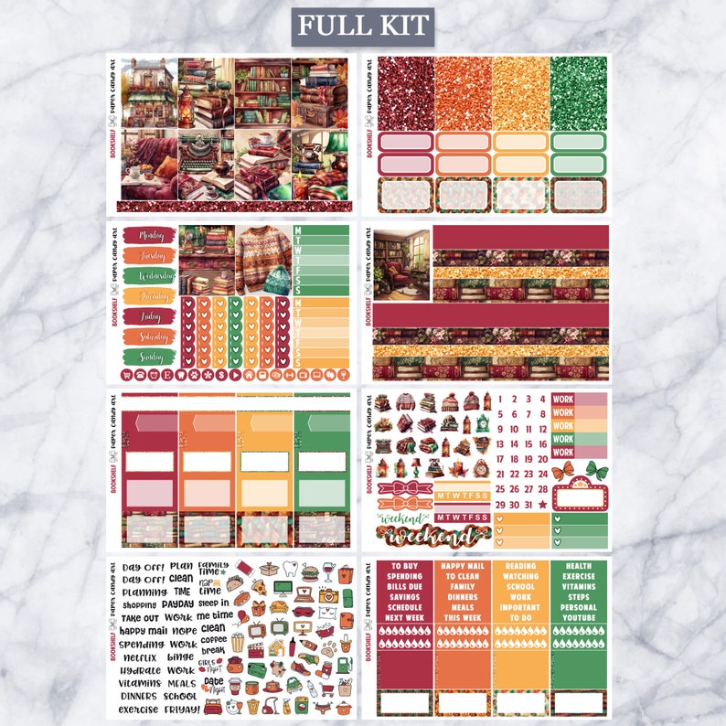 EC Kit Bookshelf // Weekly Planner Stickers Kit // Erin Condren - Etsy