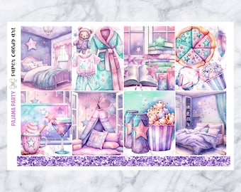 Kit EC Fiesta de pijamas // Kit de pegatinas para planificador semanal // Erin Condren