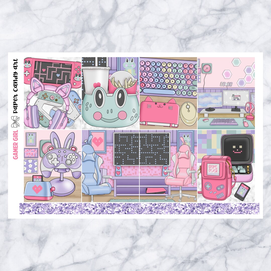 EC Kit Gamer Girl // Weekly Planner Stickers Kit // Erin Condren - Etsy