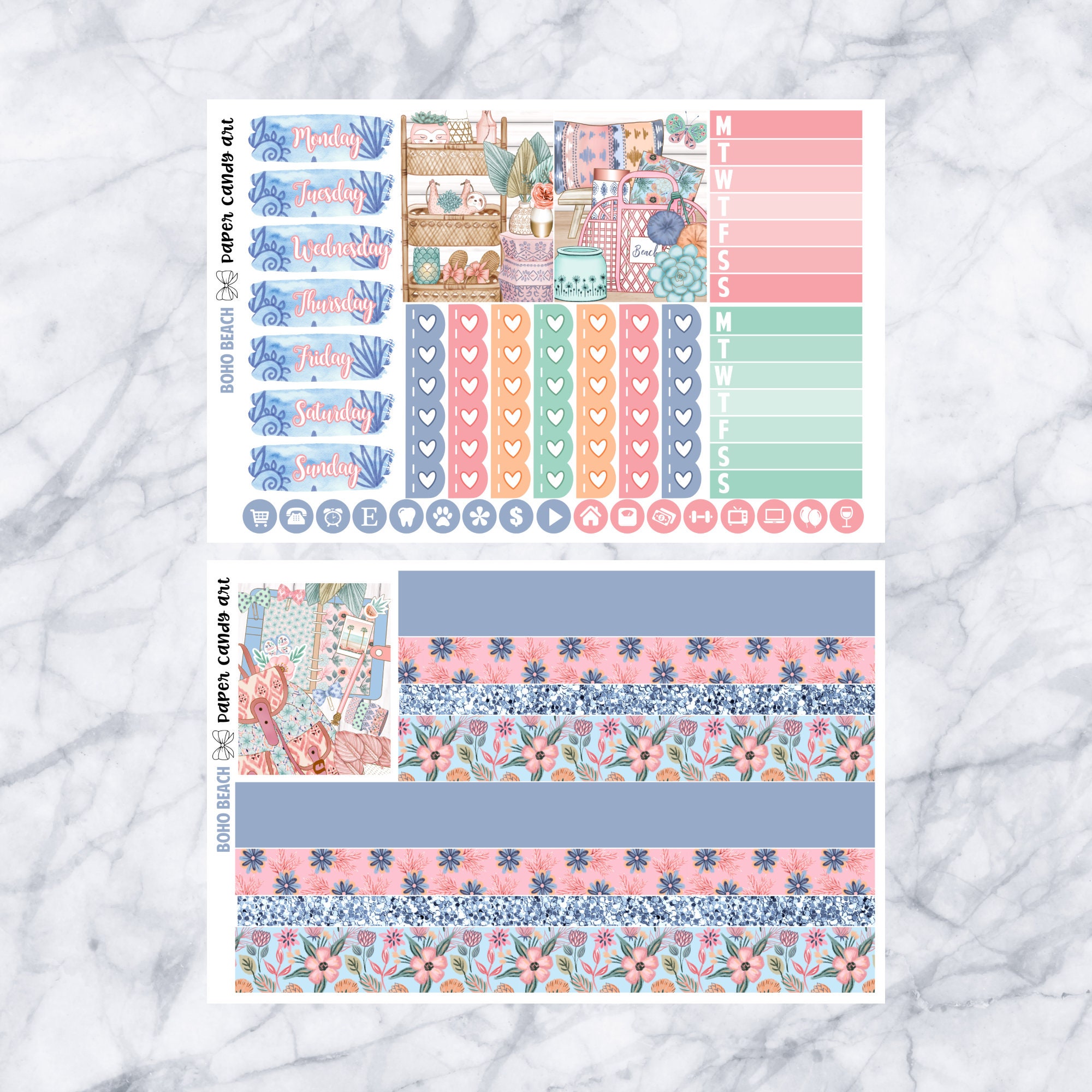 EC DELUXE Kit Boho Beach // Weekly Planner Stickers Kit // Erin Condren ...