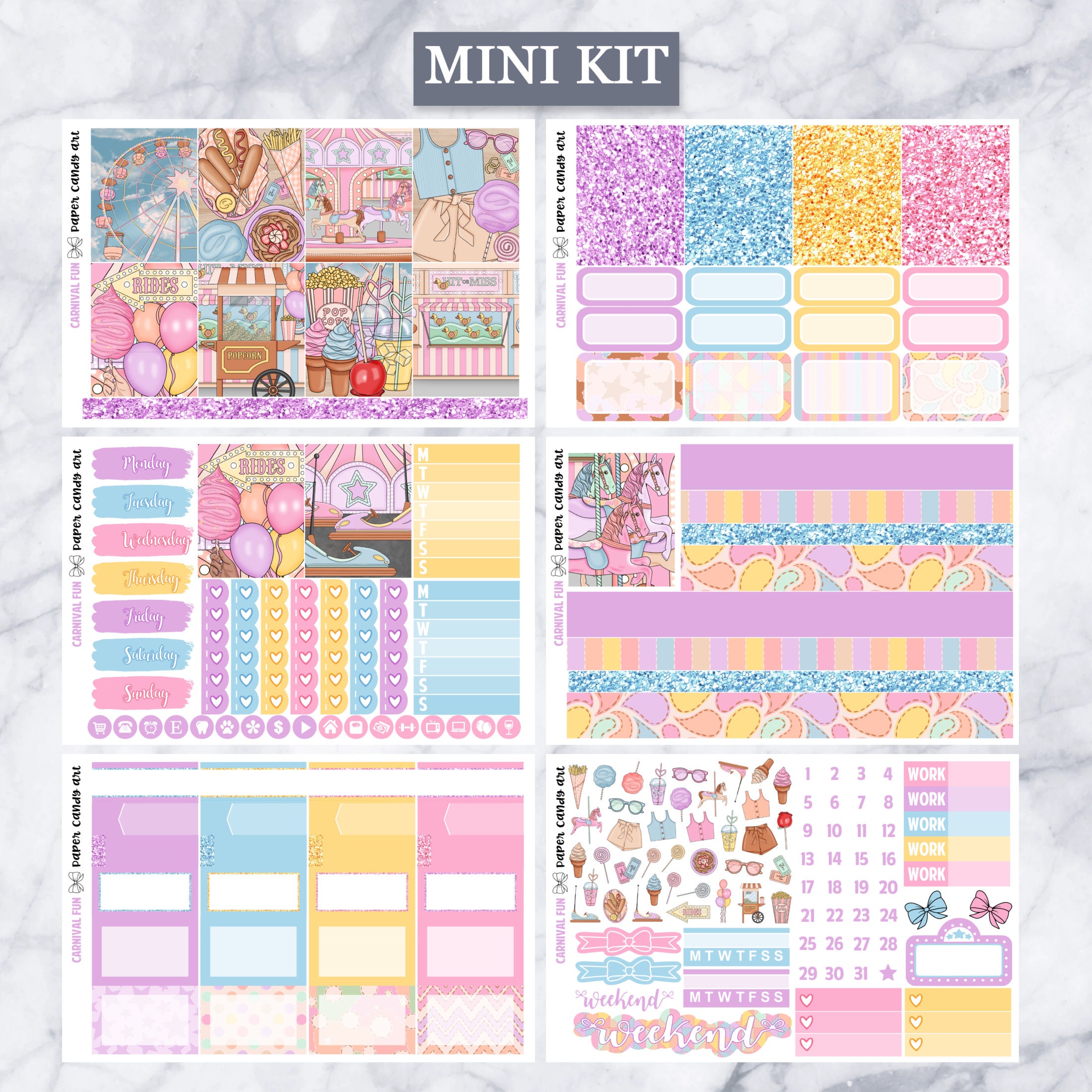 EC Kit Carnival Fun // Weekly Planner Stickers Kit // Erin Condren - Etsy